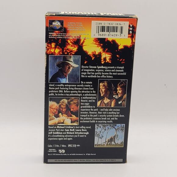 Jurassic Park by Steven Spielberg (VHS, 1993) MCA Universal Jeff Goldblum T-Rex - Picture 2 of 3